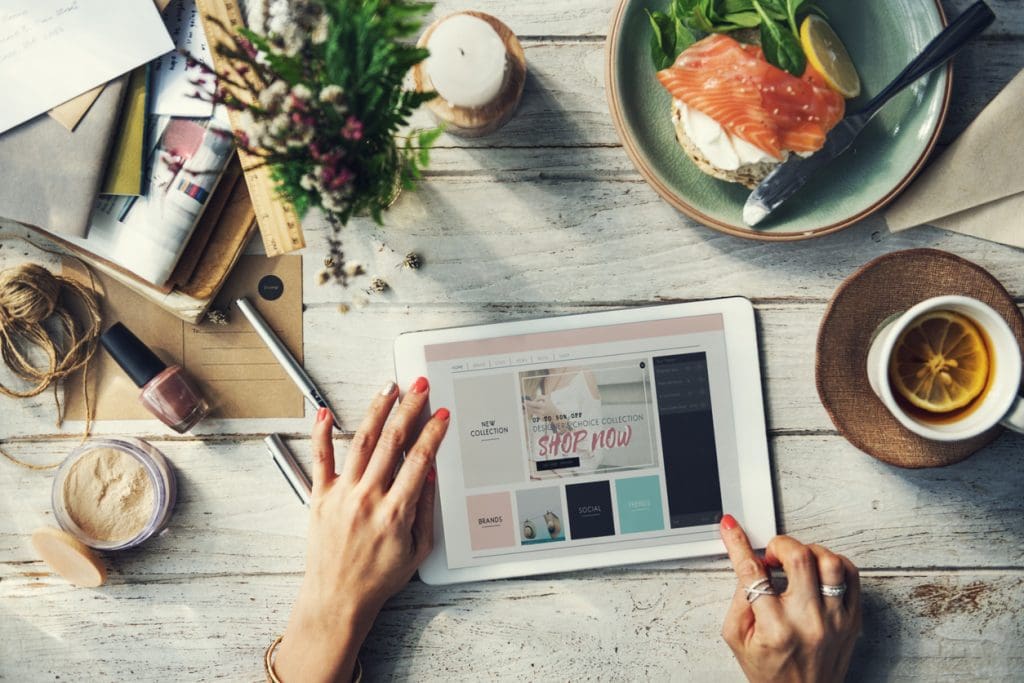 a woman shopping online