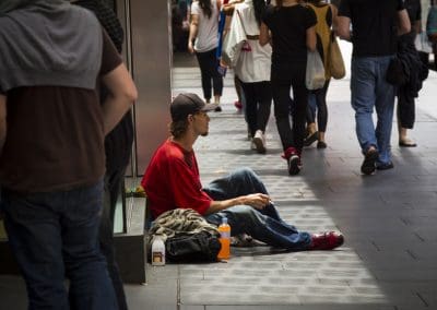 homeless man on the streets of Sydney Australia