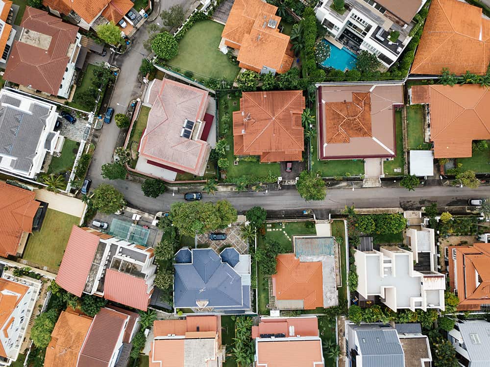 A sea of houses from a corporate video production