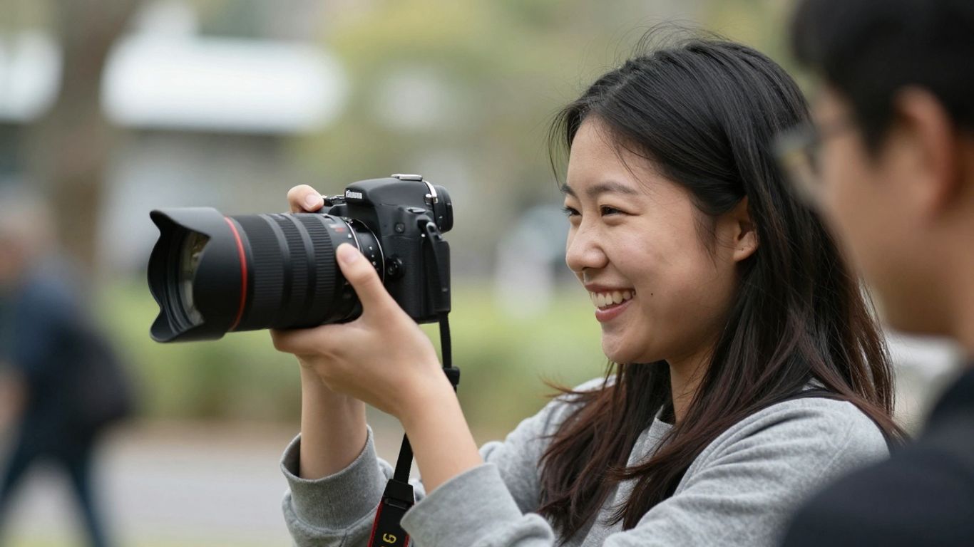 Photographer capturing a portrait in Melbourne.